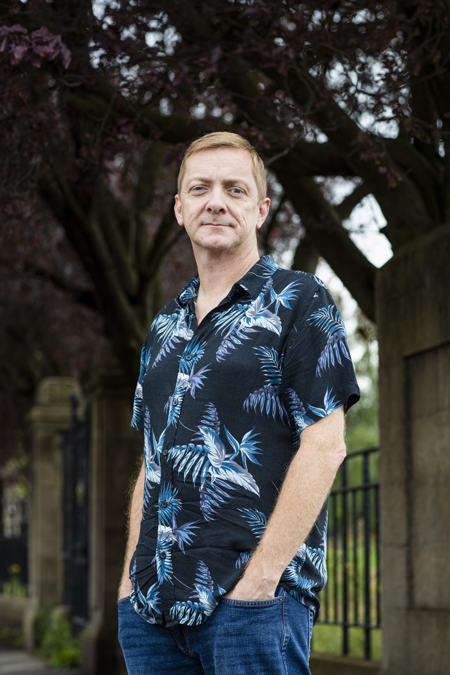 Author Doug Johnstone poses for a portrait near his home in Edinburgh, Scotland.